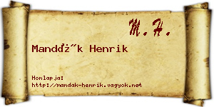 Mandák Henrik névjegykártya